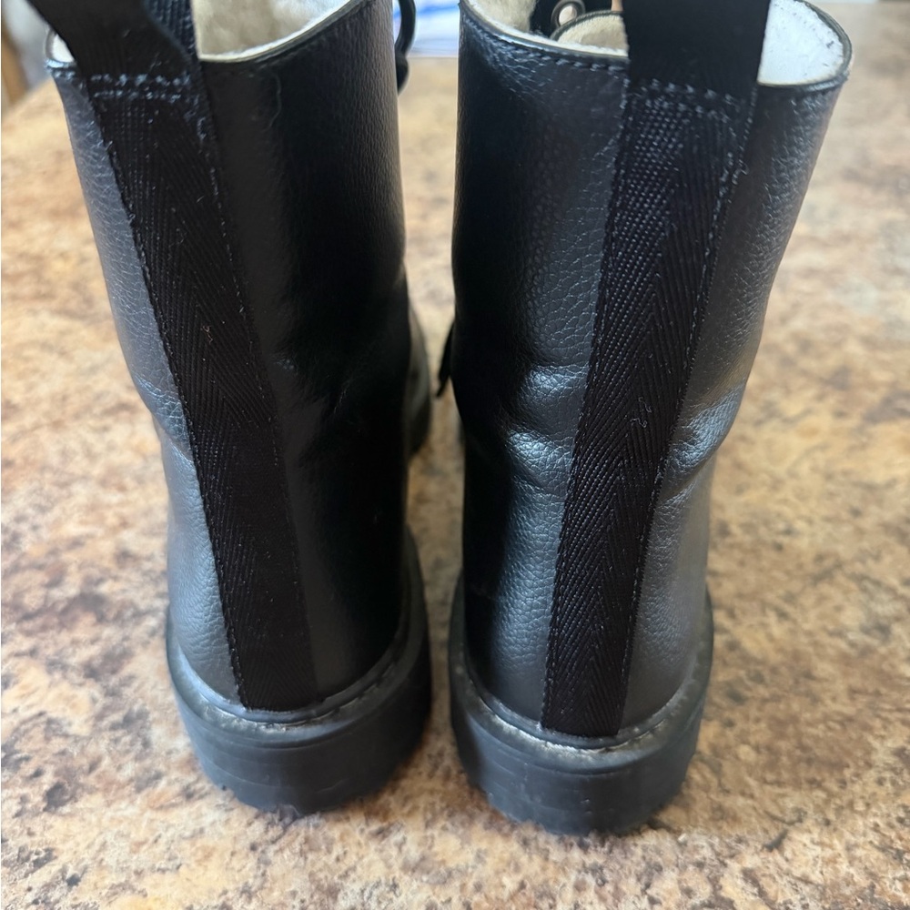 H&M Black Leather Combat Boots - Picture 4 of 6